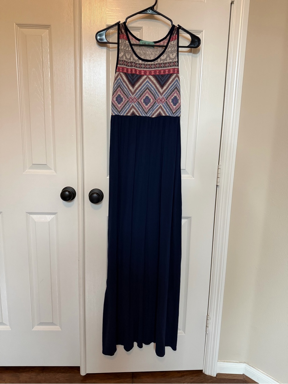 Boho Pattern Navy Maxi Dress